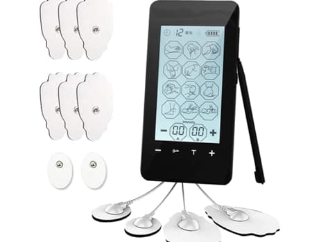 TENS Digital Puls Meridianeterapi Massager med Touchscreen, Genopladelig, 12 Tilstande, Sort Cuich