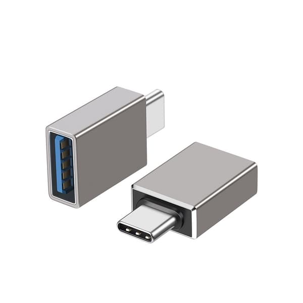 USB-C til USB 3.2-adapter, OTG, lys grå, aluminium, høyhastighets dataoverføring