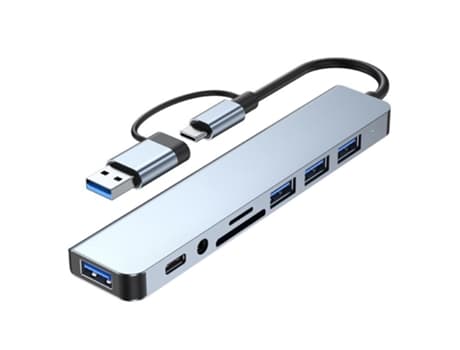 USB Hub AE USB C 8 i 2 Type C Docking Station Multiport Adapter USB 3.0 Rask Dataoverføring SD TF Kortleser Type C 3.5 Audio