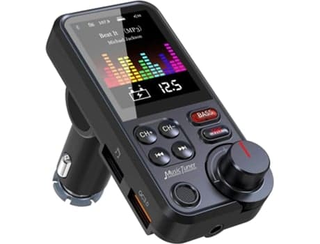 Bluetooth-biladapter med FM-sender, hurtiglading, dobbel håndfri ringing.