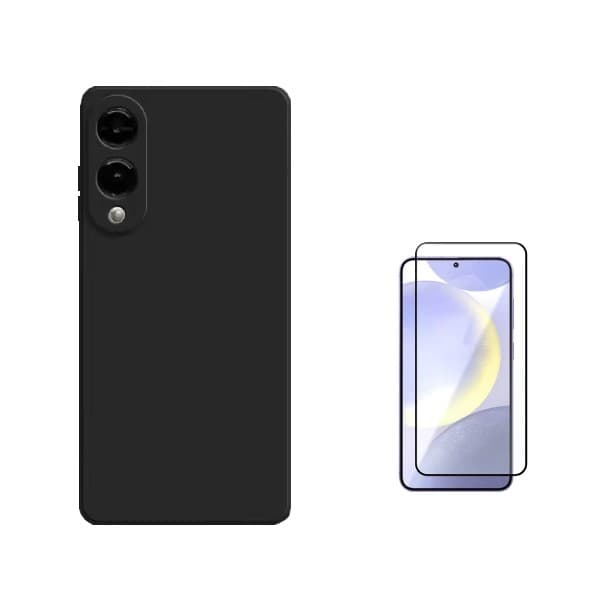 Sort etui til Samsung Galaxy S25 Edge, flydende silikone, fuld dækning