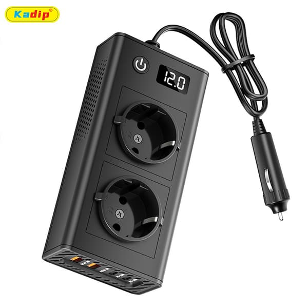 200W Bilstrømomformer 12V til 220V med sort, PD20W, PD, display Black 220V M6800