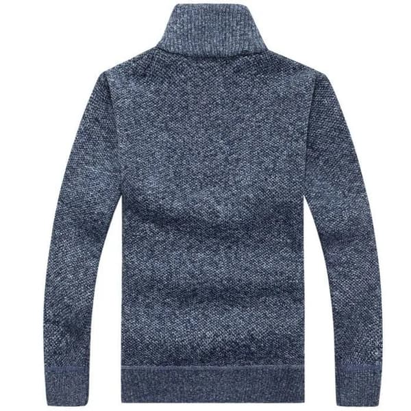 Herre Vinter Glidelås Turtleneck Genser, Langermet Strikk, Varm, Blå