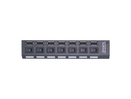 Multi USB 2.0 Hub USB 2.0 Splitter Strømadapter 4-7 Porte Multiple USB 2.0 Hub med 7 Porte Sort