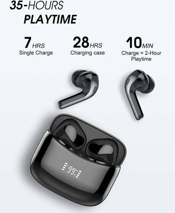 Svarte \"True Wireless\" In-Ear-ørepropper med mikrofon