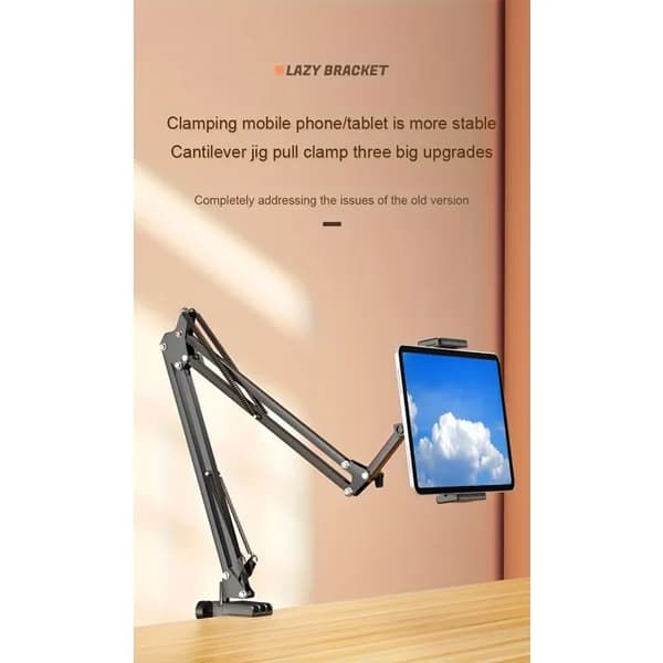 Justerbar tablet-holder, 360° roterende aluminiumsstativ, monteringsklemme til 4,7-13\" tablets