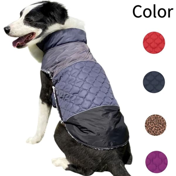 Vattentät Förtjockad Hundjacka, Vinterkläder för Husdjur, Polyester, Varm, Three Spell-Red Leopard Print XL-Three Spin