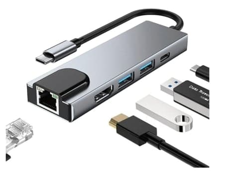 4-in-1 USB-C -telakointiasema USB-C Hub -sovitin Macbookille Mac Prolle Mac Minille iMacille, harmaa
