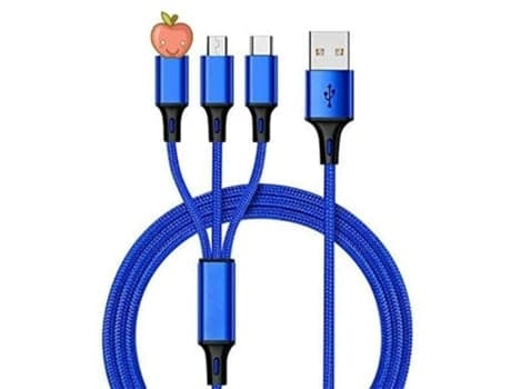 Multiport Flätad Datakabel med Snabb Laddning, Brun