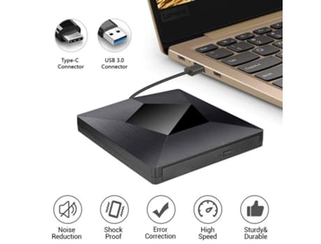 Bærbar Ekstern CD/DVD-optager USB/Type C-læser Dockingstation Cuich