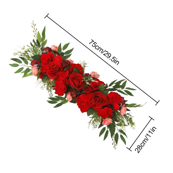 Kunstig Roseblomstrad, Hvit, Bryllupsstolrygg Borddekorasjon, Silkeblomster