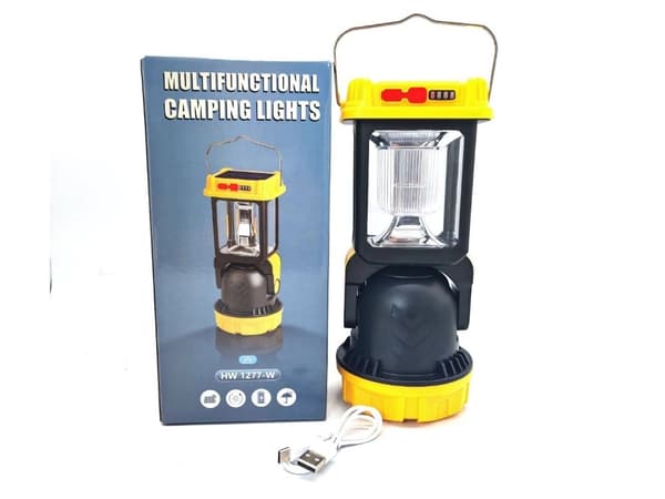 Solar Campinglanterne med Krog, 5 Tilstande, LED, Genopladelig, Bærbar til Telt