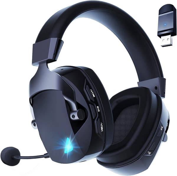 Sort Bluetooth 2.4G Over Ear Headset til Spil og Film