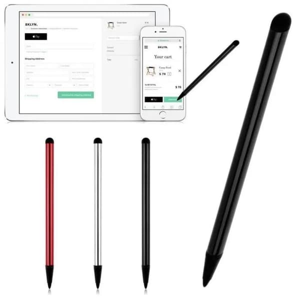 Universal Stylus 3-pak, kompatibel med iPhone iPad Samsung, gummispids, sølv sort rød