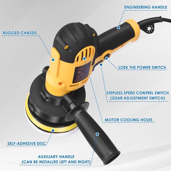 TTLIFE Bilpolerer, 700 W buffer med 6 variable hastigheter, 600–3700 RPM, kraftig motor og 5 puter