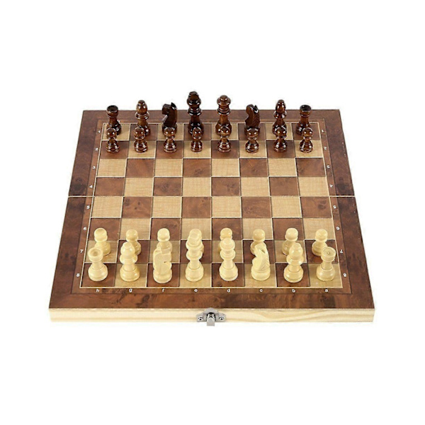 3 i 1 Schack Backgammon Damspel Set Trä Schackbräde Spel