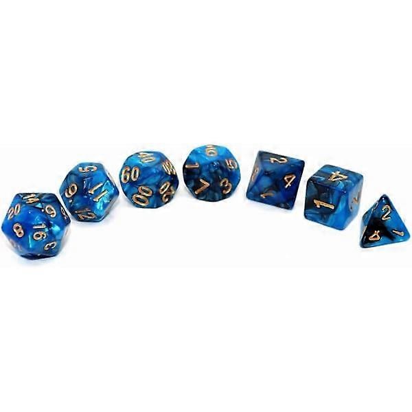 Blå Mix Sort Terning DND Polyhedral Terningesæt til Dungeon and Dragons D&D RPG Rollespil 7-Terningesæt