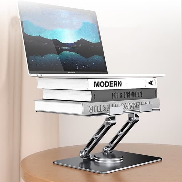 Justerbart laptopstativ til 17-tommer enheder, sølv, foldbart, bærbart, aluminiumslegering