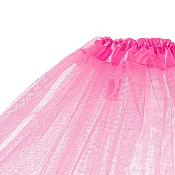 Tyld-tutu-skørt til piger, lyserød, 3-lags, balletdansedragt, børnefest Pink