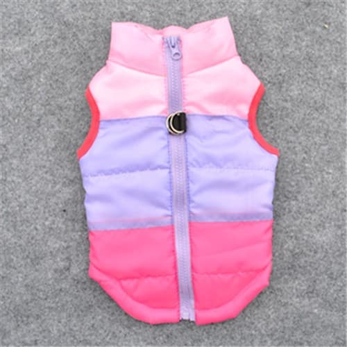 Vinterjacka för hund, vadderad bomullsjacka med koppelfäste, polyester, varma hundkläder Rose Red XS 40g-Three-piece