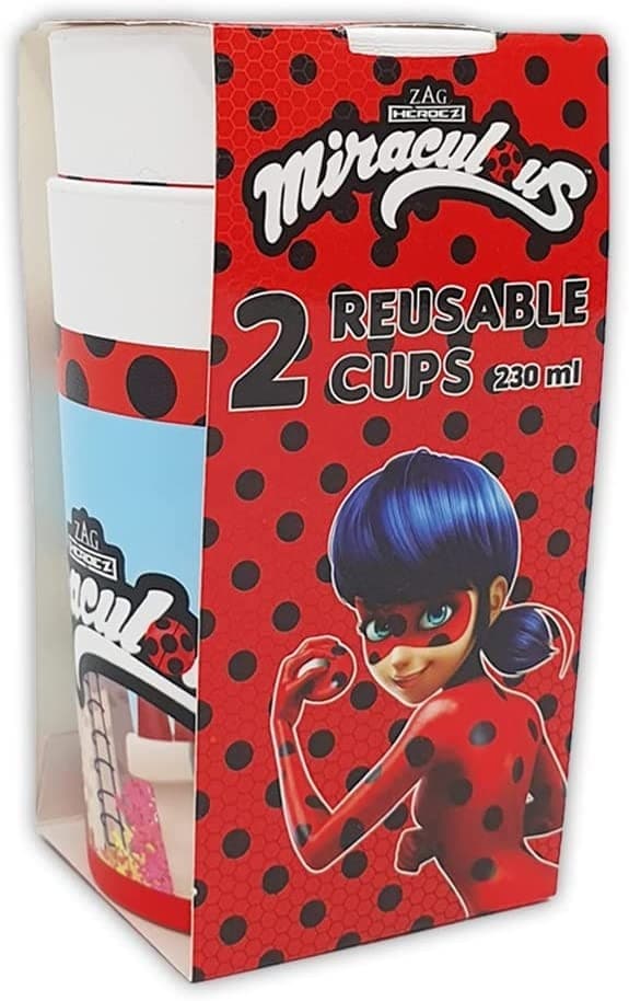 Miraculous Ladybug Plastkoppsett, 2-pakning 230 ml, Barnekopp