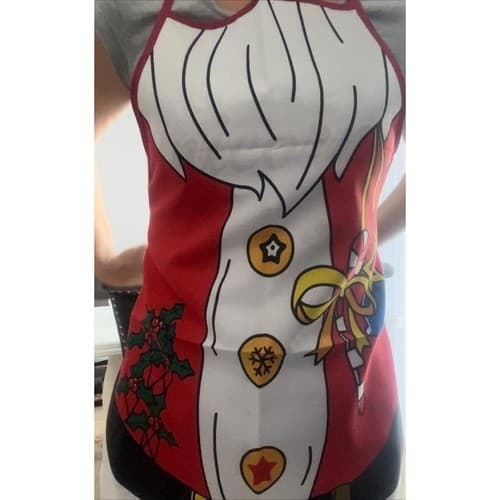 Julekokkeforkle, Rødt Nisse-design, Polyester Kjøkkenforkle, Justerbart, Julebaking