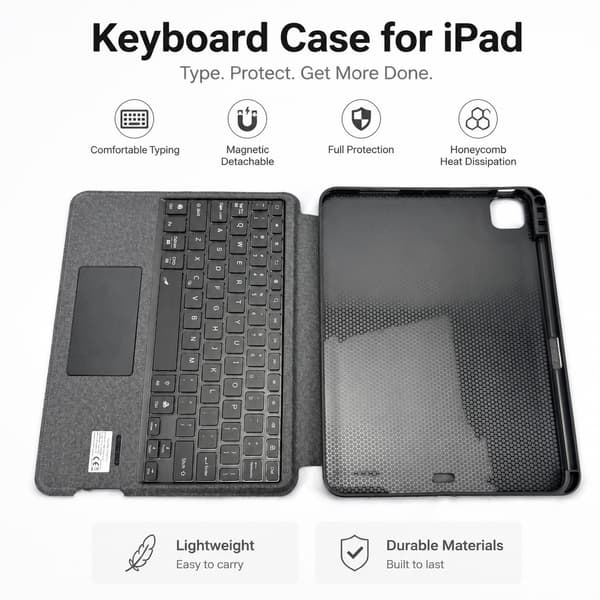 Magnetisk tastaturetui til iPad Pro 11 (2024), Bluetooth, Baggrundsbelyst, Sort