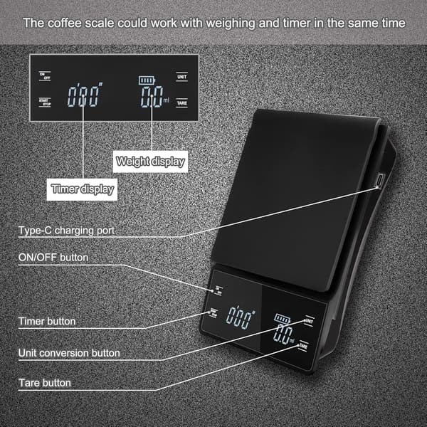 3 kg digital köksvåg, 0,1 g precision. LCD-display, touchknappar, timer & enhetskonvertering. Perfekt för kaffe, bakning, grillning och daglig köksanvändning.