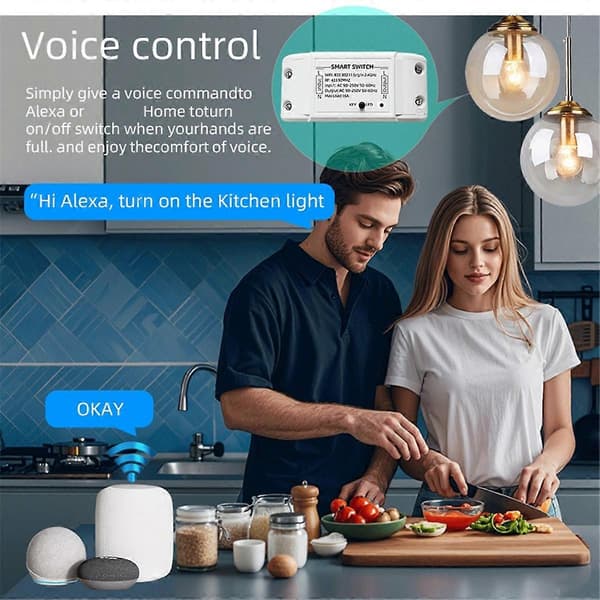 WiFi+433MHz Switch Smart Hemautomation Relämodul med 433MHz Fjärrkontroll Stöder APP Röststyrning White