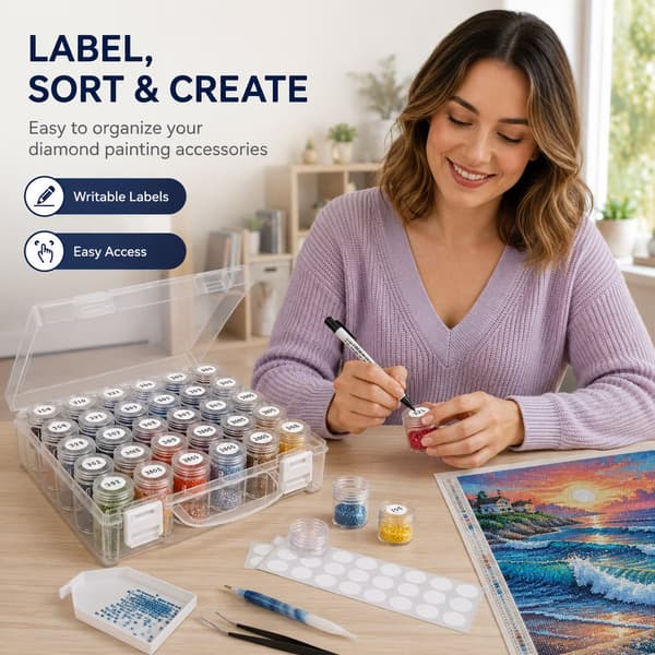 Förvaringsbehållare för diamantmålning, 30 fack Pärlor Organizer Box, Klar Plast, Bärbar, 1-pack