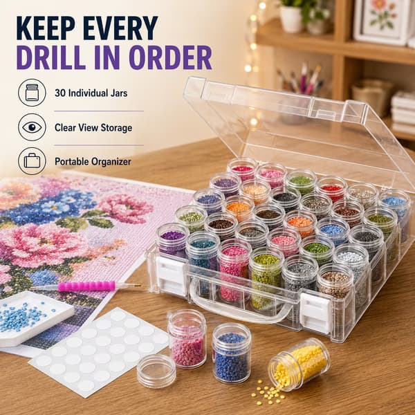 Diamantmaleri Opbevaringsbeholdere, 30 Gitre Perle Organizer Boks, Klar Plast, Bærbar, 1 Pakke
