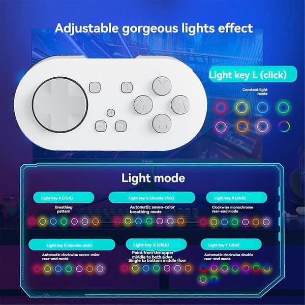 Mini Trådlös Handkontroll för Switch, Lite, OLED, , Android - LED-lampor, Förbättrad Spelupplevelse B White Pink