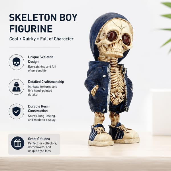 Skelettfigur i harts, cool utsökt staty för hemmakontorsinredning, present typ A