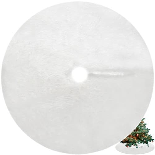 Juletræsmåtte, 150 cm, Rund, Fluffy, Polyester, Gulvbeskytter til Julepynt