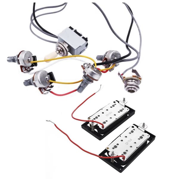2st Open Faced Humbucker Pickups & Förkopplad Kabelhärva 2V 2T 500K Potar för LP Gitarr