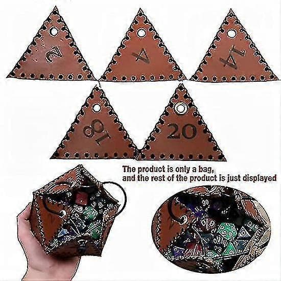 Snøre Læder Dnd Terningepose, RPG Terningepose Multi Row Organizer Gaming Terningepose
