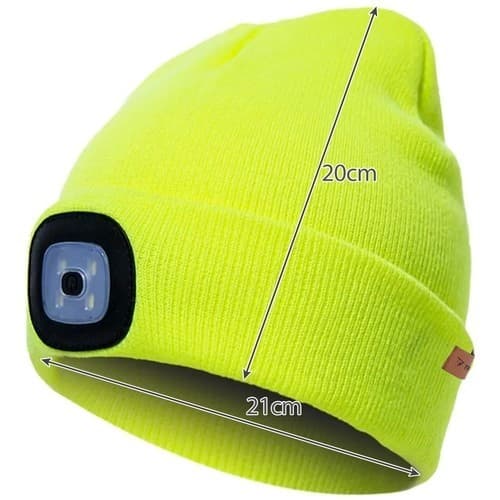 LED-lue med USB-oppladbart lys, neongul, unisex vinterlue, 3 lysmoduser
