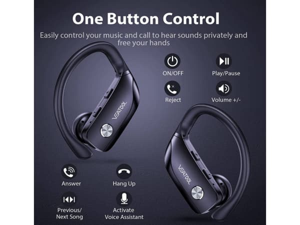 In-ear Bluetooth-hovedtelefoner med mikrofon, støjreducerende, sort.-Dugt black