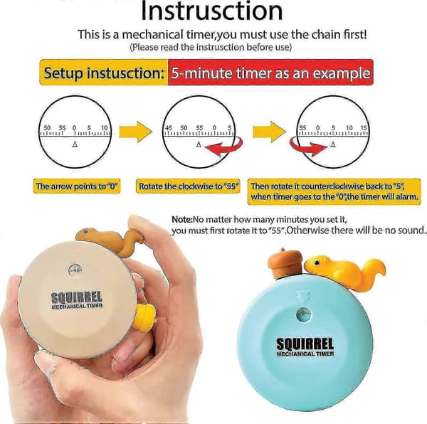 Magnetisk timer til børn, 60-minutters visuel timer til klasseværelse og madlavning