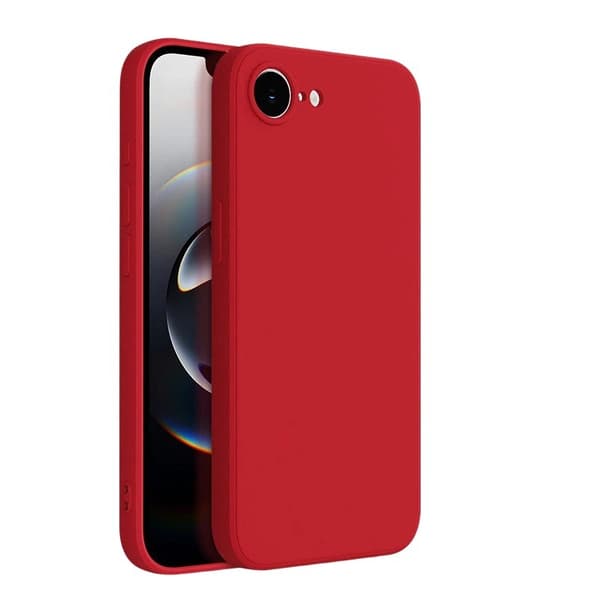 Förstärkt magnetiskt bilfäste med flytande silikonfodral för iPhone 17e Cinnabar red