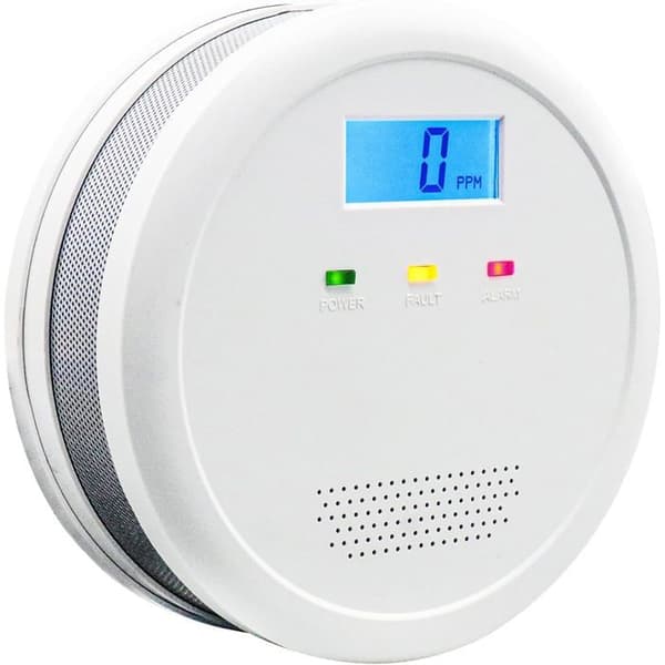 Bärbart kolmonoxidlarm med digital LCD-display, batteri ingår ej