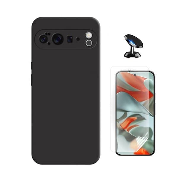 Hydrogel Kit för Google Pixel 10 Pro, Silikonskal med Magnetiskt Stativ, Skärmskydd