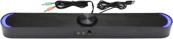 Mini Sort Computerhøjttaler Subwoofer med Dyb Bas, 3,5 mm Jack, Kompakt Desktop Audio til PC Bærbar
