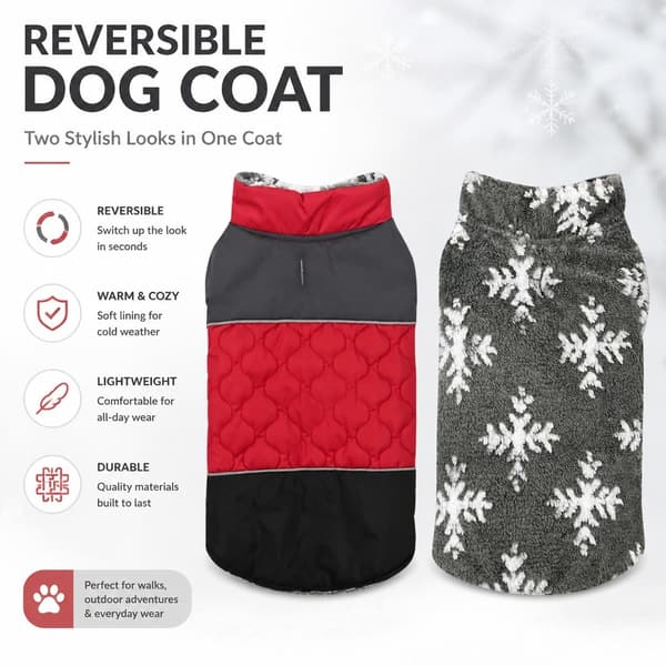 Vattentät Förtjockad Hundkappa Jacka Väst, Husdjursvinterkläder, Röd, Polyester Red L-Three Spell