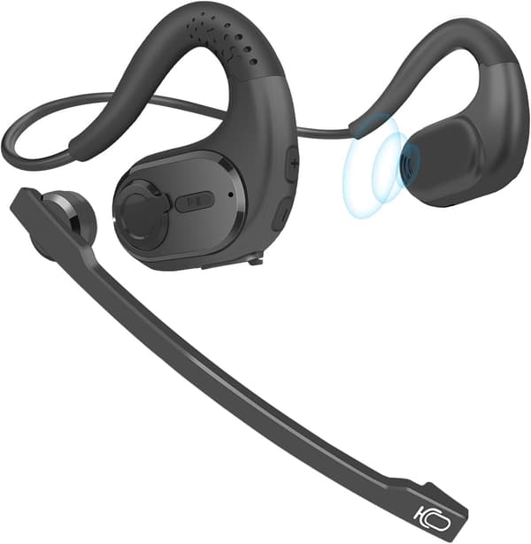 Sort Open Ear Bluetooth Headset Med Aftagelig Mikrofon