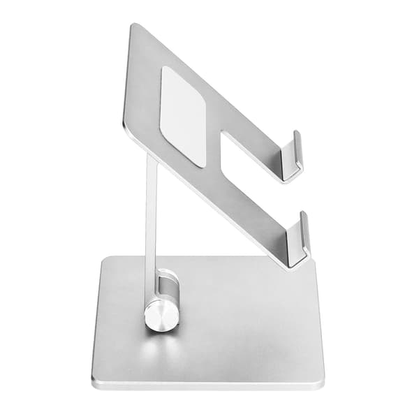Justerbart telefonstativ, aluminiumslegering, nettbrettholder for kontor, hjem, soverom, sølv