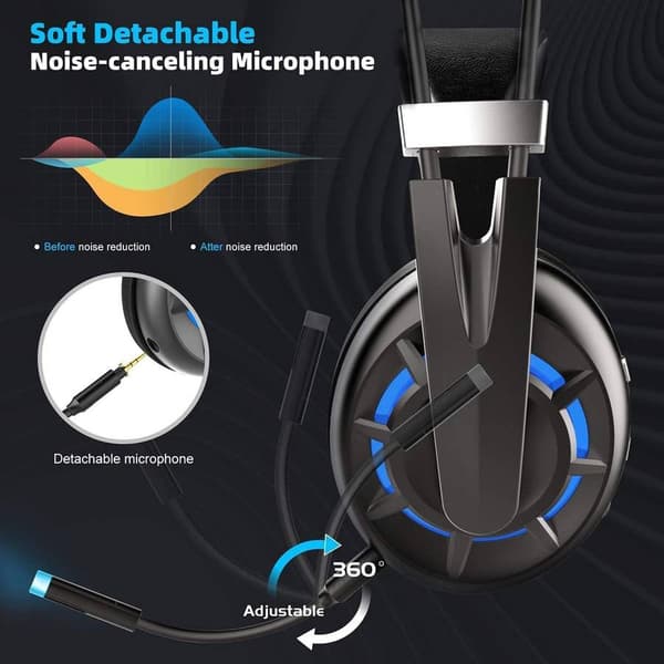 Sort kablet Over Ear Headset med støjreduktion