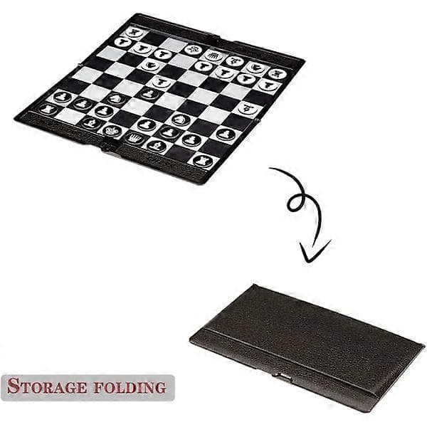Schackplånboksset (20 cm) - Mini brädspel, hopfällbart magnetiskt reseschackbräde