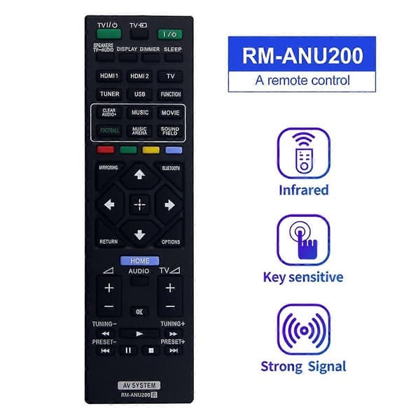 -ANU200 Fjernkontrollerstatning for AV-system -ANU201 HT-IV30 Black
