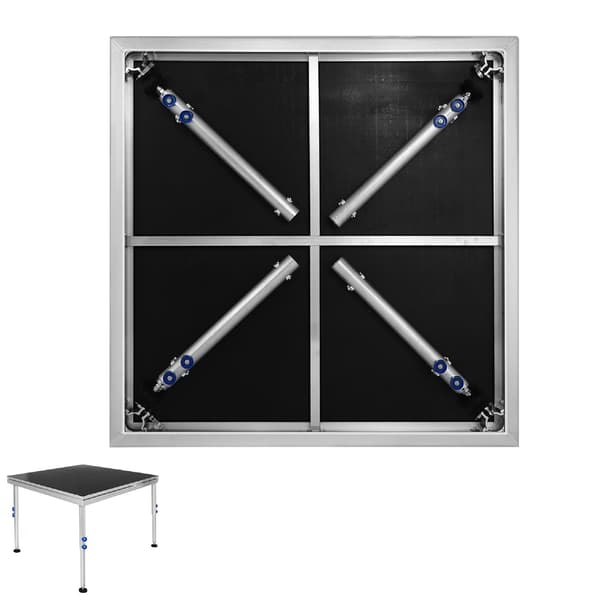 Bærbar foldbar sceneplatform, sort, aluminiumslegeringsramme, justerbar højde til arrangementer